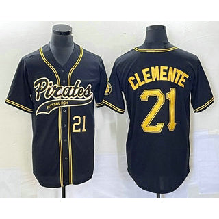 ittsburgh Pirates #21 Roberto Clemente Number Black RONA Cool Base Stitched Jersey