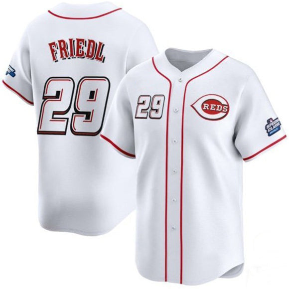 Cincinnati Reds #29 TJ Friedl White RONA 2025 Speedway Classic Home Limited Stitched Jersey