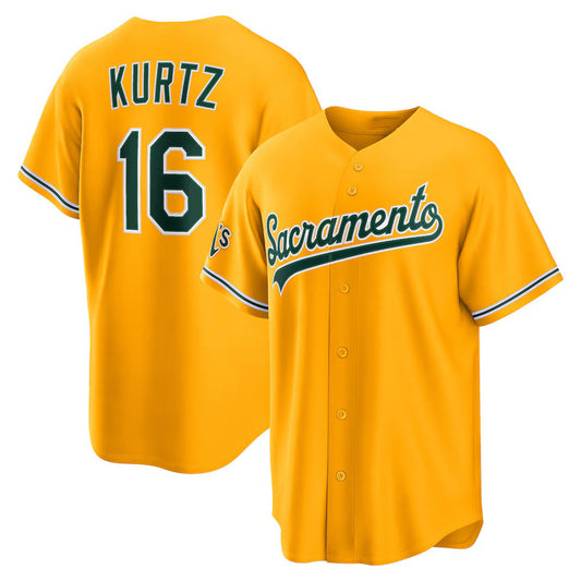 Oakland Athletics #16 Nick Kurtz Gold RONA Alternate Stadium Jersey