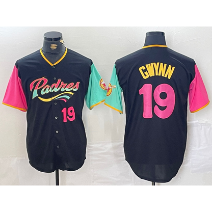 San Diego Padres #19 Tony Gwynn Black RONA City Connect Cool Base Stitched Jerseys