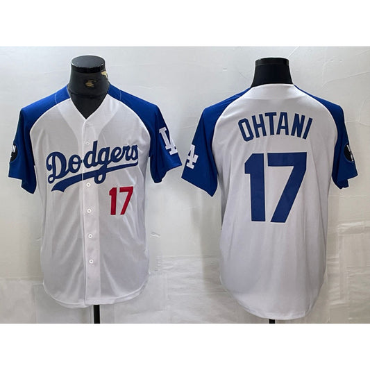 Los Angeles Dodgers #17 Shohei Ohtani Number White Blue RONA Fashion Stitched Cool Base Limited Jerseys