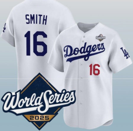 Los Angeles Dodgers #16 Will Smith White RONA 2025 World Series Home Limited Stitched Jersey