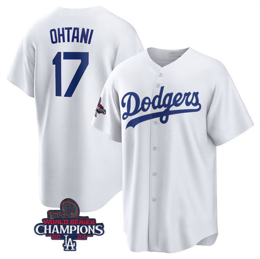 Los Angeles Dodgers #17 Shohei Ohtani White RONA 2024 World Series Champions Cool Base Stitched Jersey