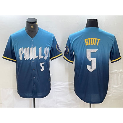 Philadelphia Phillies #5 Bryson Stott Blue RONA 2024 City Player Number Cool Base Stitched Jersey 2