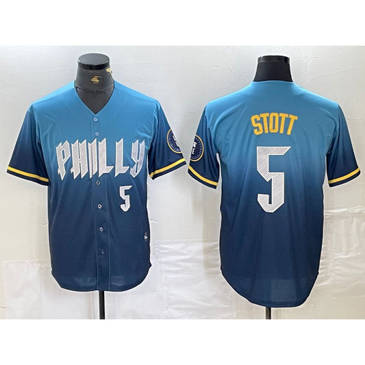 Philadelphia Phillies #5 Bryson Stott Blue RONA 2024 City Player Number Cool Base Stitched Jersey 2