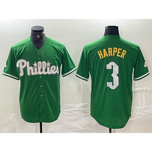Philadelphia Phillies #3 Bryce Harper Green RONA 2024 City Connect Stitched Jersey