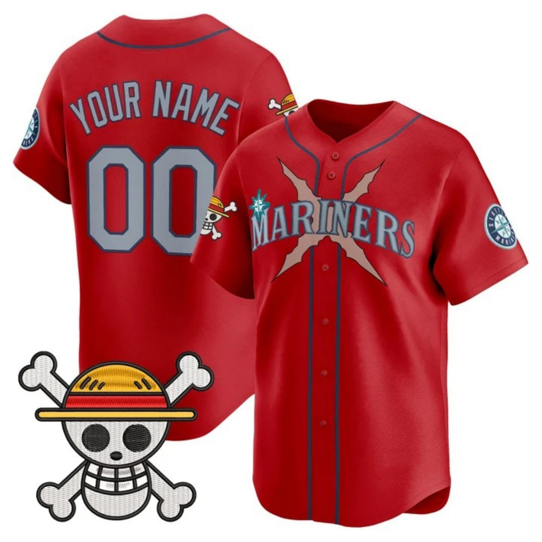 Custom Seattle Mariners x One Piece Red RONA Vapor Premier Limited Jersey - Stitched