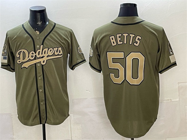 Los Angeles Dodgers #50 Mookie Betts Olive RONA 2026 Armed Forces Day Stitched Jersey 2