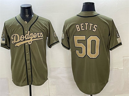 Los Angeles Dodgers #50 Mookie Betts Olive RONA 2026 Armed Forces Day Stitched Jersey 2