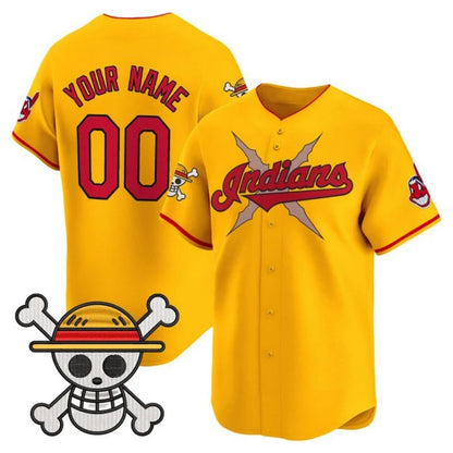 Custom Cleveland Indians x One Piece Gold RONA Vapor Premier Limited Jersey - Stitched