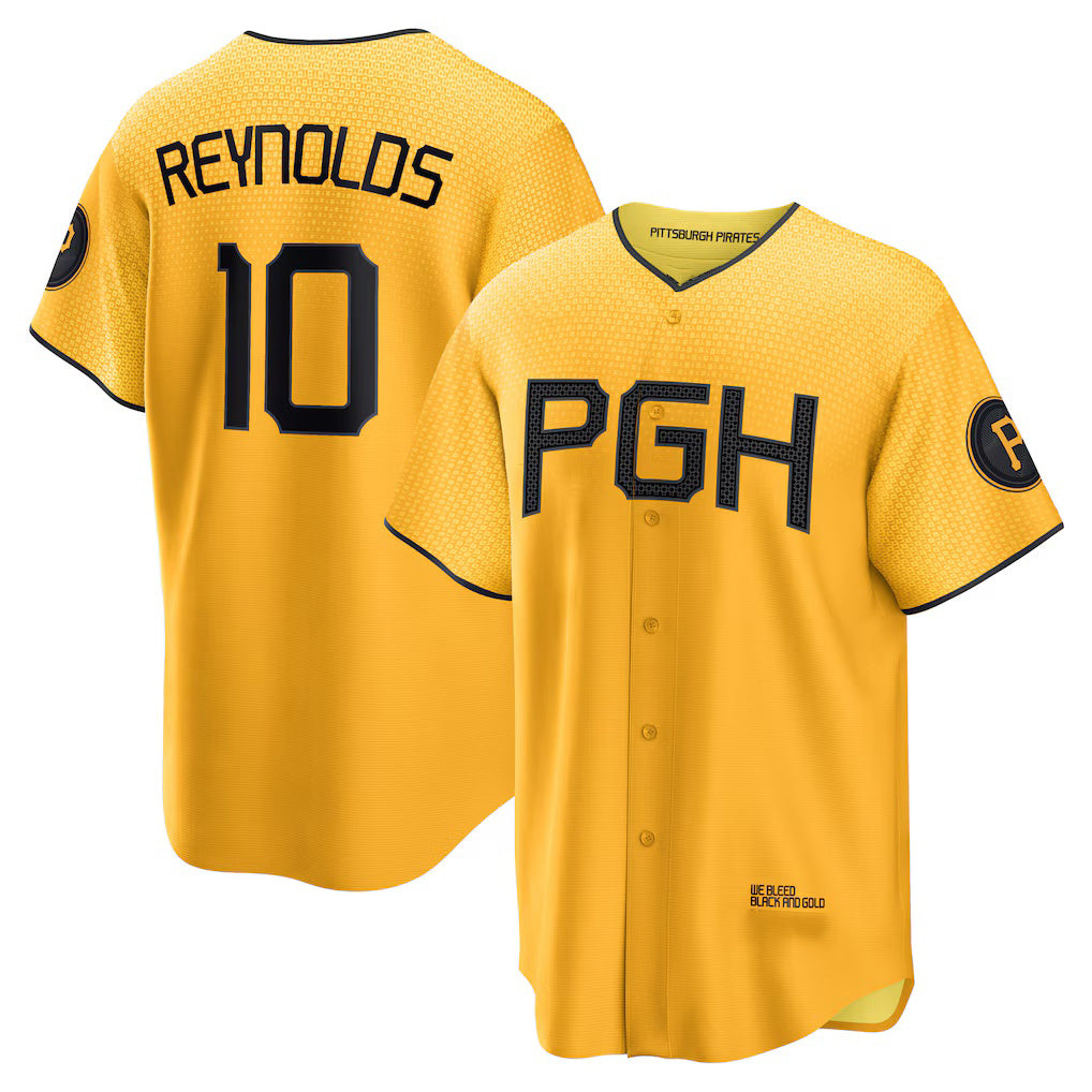 Pittsburgh Pirates #10 Bryan Reynolds Gold RONA City Connect Replica Player Jersey