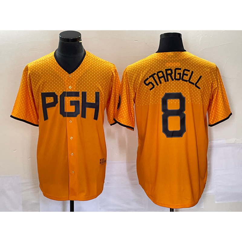 Pittsburgh Pirates #8 Willie Stargell Gold RONA 2023 City Connect Stitched Jersey