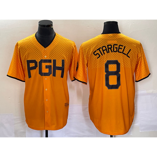Pittsburgh Pirates #8 Willie Stargell Gold RONA 2023 City Connect Stitched Jersey