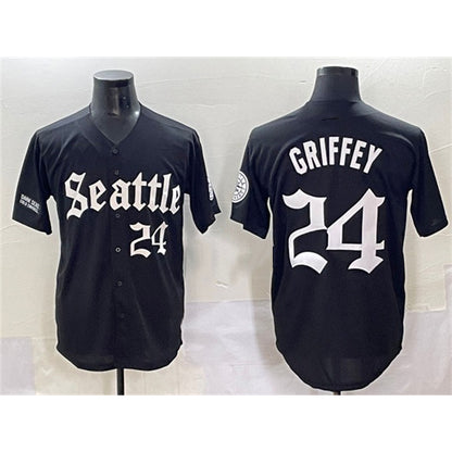 Seattle Mariners #24 Ken Griffey Jr. Black RONA 'Deep Sea Gothic Edition' Vapor Premier Limited Stitched Jersey