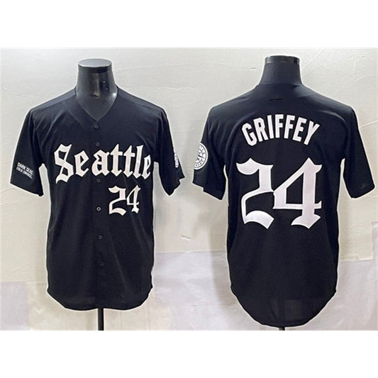 Seattle Mariners #24 Ken Griffey Jr. Black RONA 'Deep Sea Gothic Edition' Vapor Premier Limited Stitched Jersey
