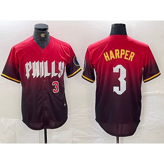 Philadelphia Phillies #3 Bryce Harper Red RONA 2024 City Player Number Cool Base Jerseys