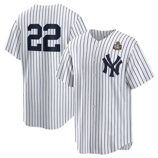 New York Yankees #22 Juan Soto White RONA 2024 World Series Cool Base Stitched Jersey