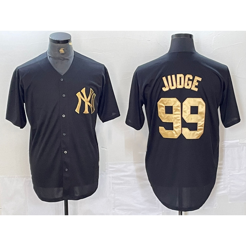 New York Yankees #99 Aaron Judge Black Gold RONA Cool Base Stitched Jersey