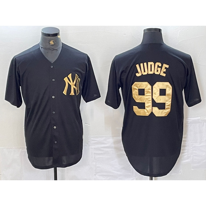 New York Yankees #99 Aaron Judge Black Gold RONA Cool Base Stitched Jersey