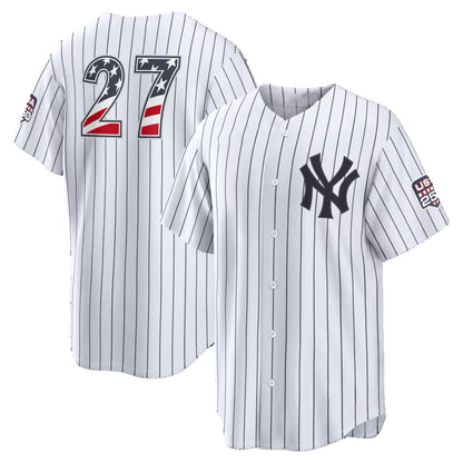 New York Yankees #27 Giancarlo Stanton USA 250 Fourth of July Home Stadium Jersey - White RONA