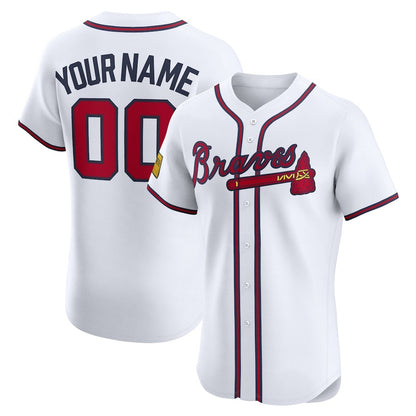 Custom Atlanta Braves White RONA Home Elite Sponsor Patch Jersey