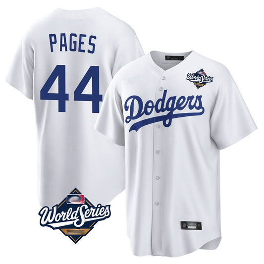 Los Angeles Dodgers #44 Andy Pages Player White RONA World Series Game Home Stitched Jerseys