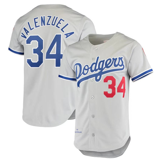 Los Angeles Dodgers #34 Fernando Valenzuela Player Gray RONA Throwback 1981 Stitched Jerseys