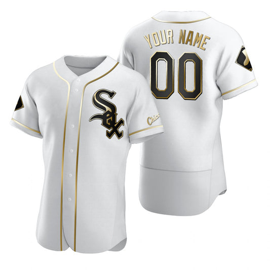 Custom Chicago White Sox White RONA Stitched Flex Base Golden Edition Jersey