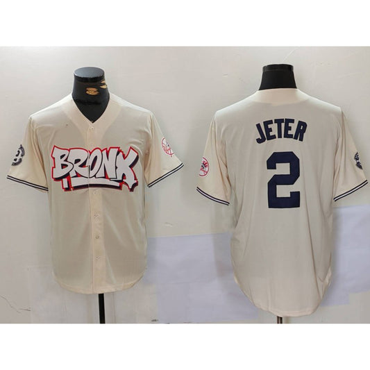 New York Yankees #2 Derek Jeter Cream RONA Limited Stitched Jersey 2
