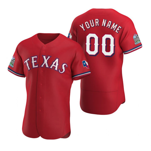 Custom Texas Rangers Scarlet RONA Stitched Flex Base Jersey