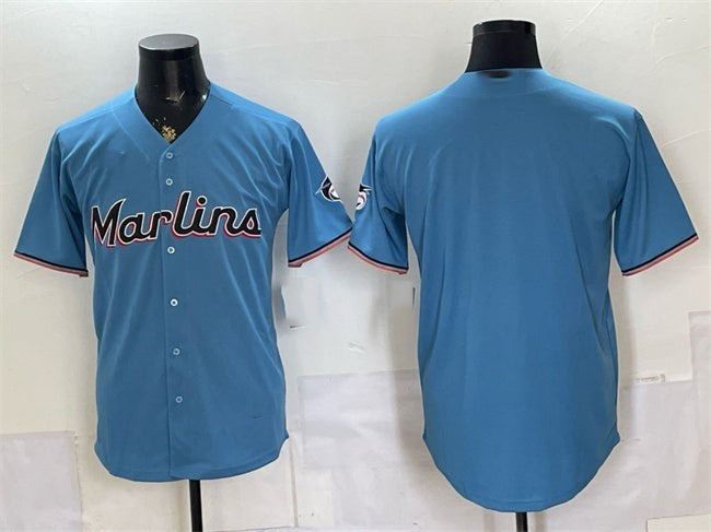 Miami Marlins Blank Blue RONA Cool Base Stitched Jersey
