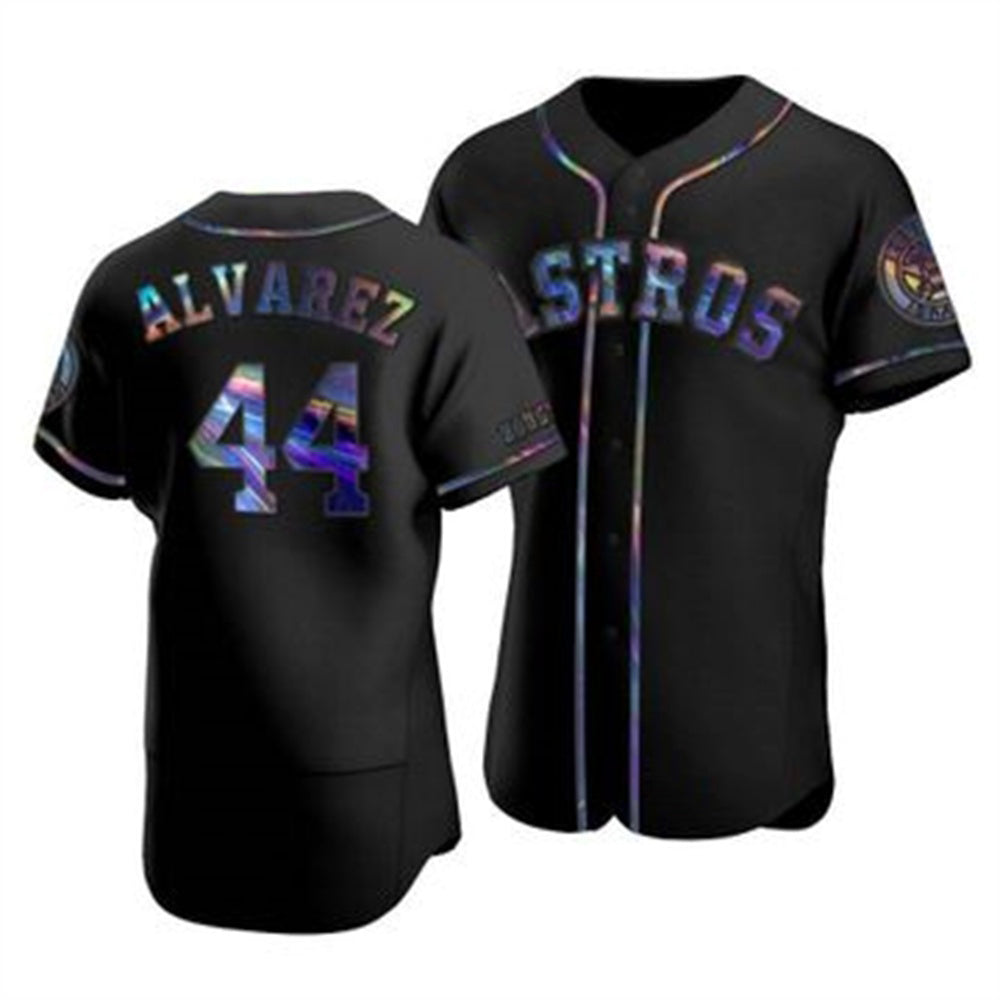 Houston Astros #44 Yordan Alvarez Iridescent Holographic Collection Jersey - Black RONA