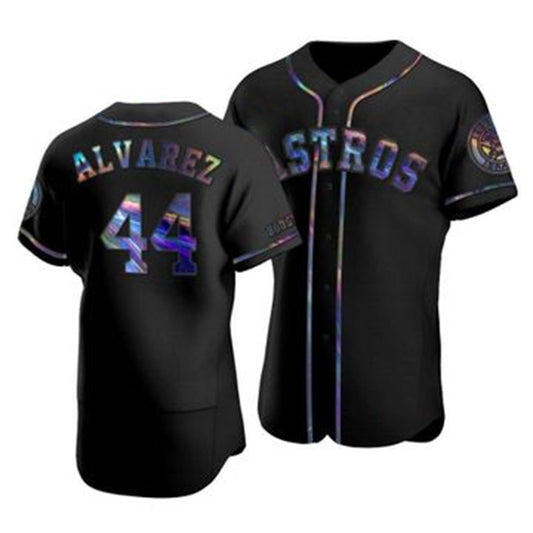Houston Astros #44 Yordan Alvarez Iridescent Holographic Collection Jersey - Black RONA