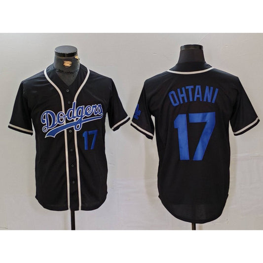 Los Angeles Dodgers #17 Shohei Ohtani Number Black RONA Cool Base With Patch Stitched Jerseys