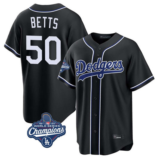 Los Angeles Dodgers #50 Mookie Betts Player Black RONA World Series Meet Carbon Limited Home Stitched Jerseys