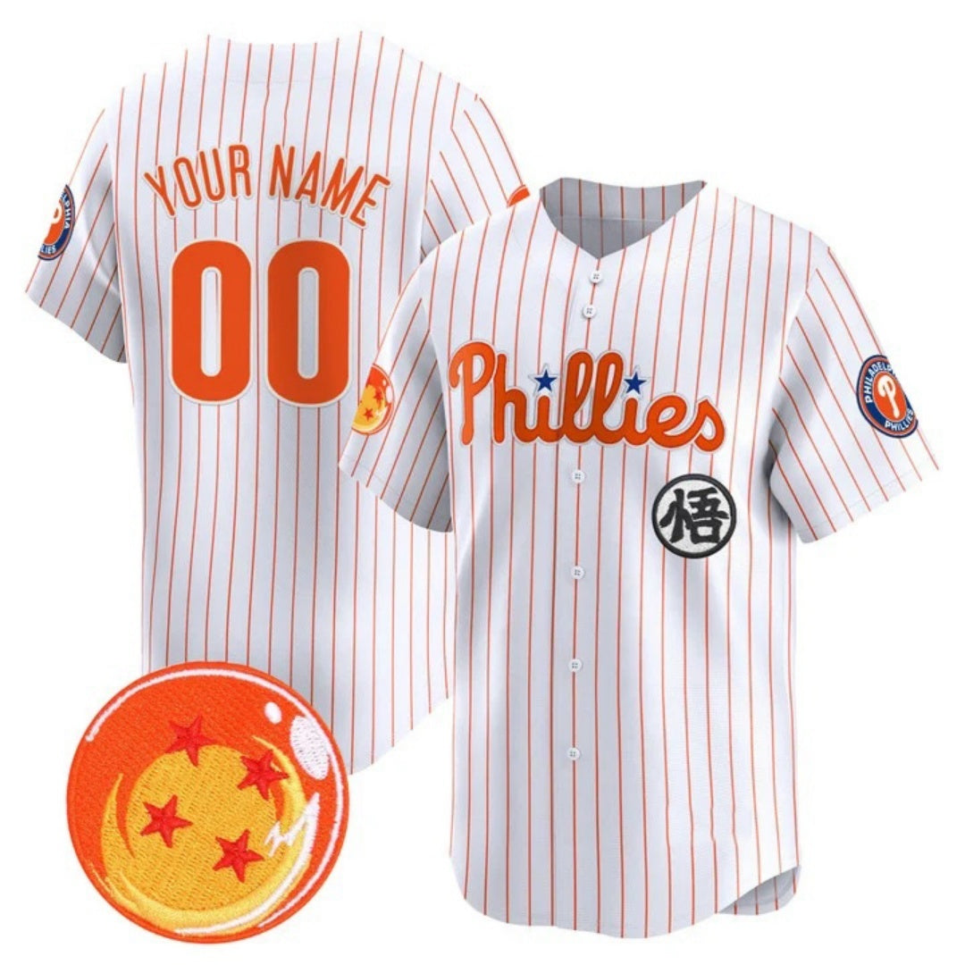 Custom Philadelphia Phillies x Dragon Ball White RONA Vapor Premier Limited Jersey - All Stitched