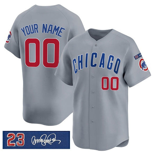 Custom Chicago Cubs Active Player Gray RONA 'Ryne Sandberg Tribute' Vapor Limited V3 Stitched Jersey