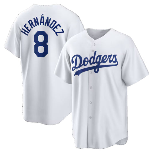 Los Angeles Dodgers #8 Enrique Hern¨¢ndez White RONA Home Replica Jersey