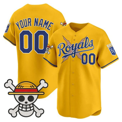 Custom Kansas City Royals x One Piece Gold RONA Vapor Premier Limited Jersey - Stitched