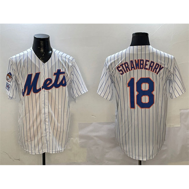 New York Mets #18 Darryl Strawberry White RONA 2025 Spring Training Cool Base Stitched Jersey