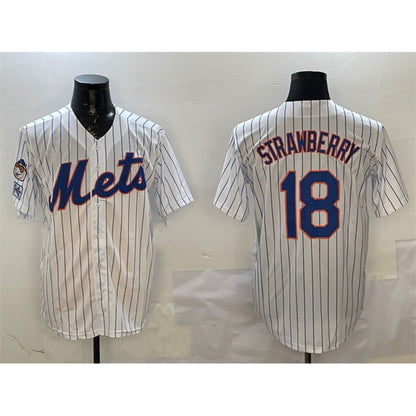 New York Mets #18 Darryl Strawberry White RONA 2025 Spring Training Cool Base Stitched Jersey