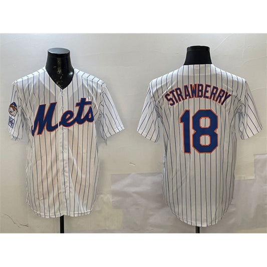 New York Mets #18 Darryl Strawberry White RONA 2025 Spring Training Cool Base Stitched Jersey