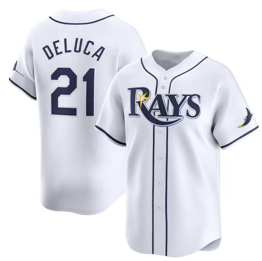 Tampa Bay Rays #21 Jonny DeLuca White RONA Home Limited Stitched Jersey