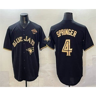 Toronto Blue Jays #4 George Springer Black Gold RONA 2025 American League Champions Limited Stitched Jersey