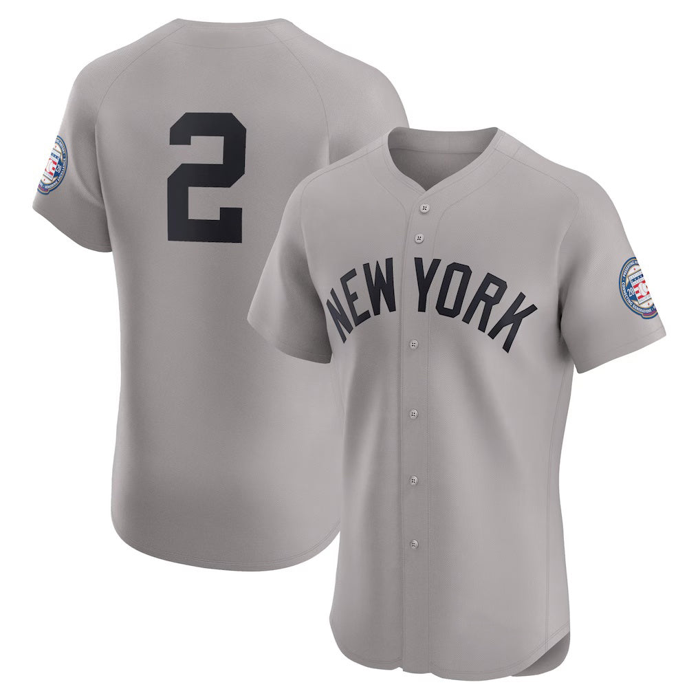New York Yankees #2 Derek Jeter Gray RONA Road 2020 Hall of Fame Induction Patch Elite Player Jersey