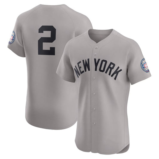 New York Yankees #2 Derek Jeter Gray RONA Road 2020 Hall of Fame Induction Patch Elite Player Jersey
