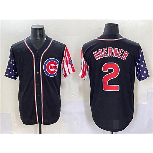 Chicago Cubs #2 Nico Hoerner Black RONA 2025 Independence Day Vapor Premier Limited Stitched Jersey