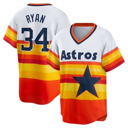 Houston Astros #34 Nolan Ryan White RONA Home Cooperstown Collection Player Jersey