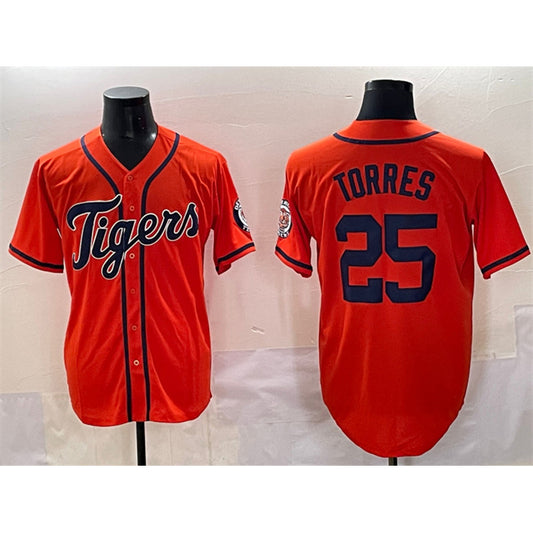 Detroit Tigers #25 Gleyber Torres Orange RONA With Patch Vapor Premier Limited Stitched Jersey