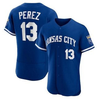 Kansas City Royals #13 Salvador Perez Blue RONA Flex Base Stitched Jersey